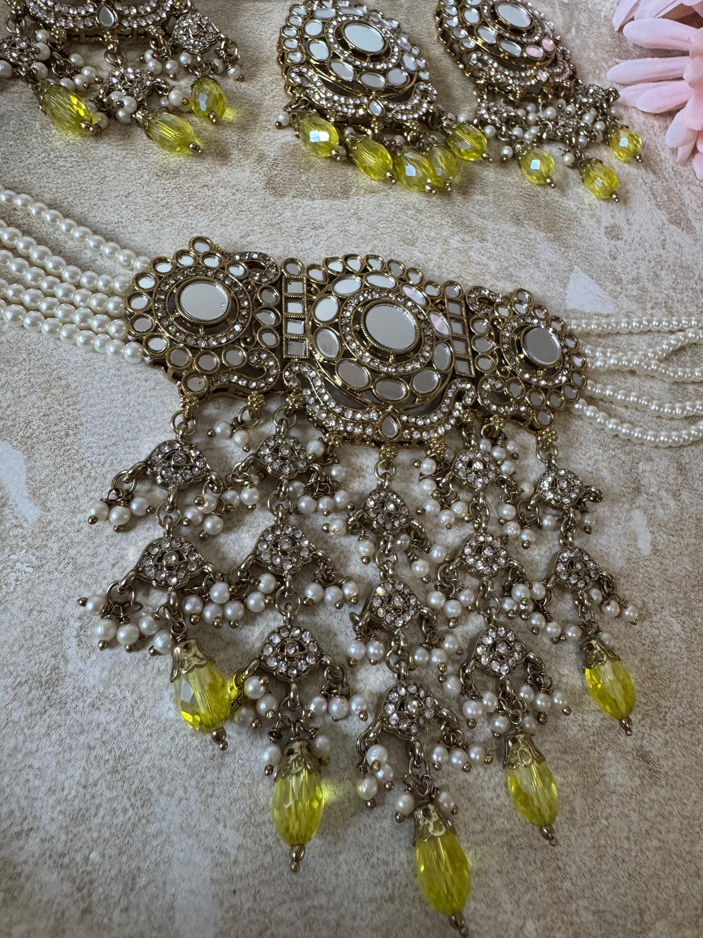 Jhoomar Choker Set (Yellow)