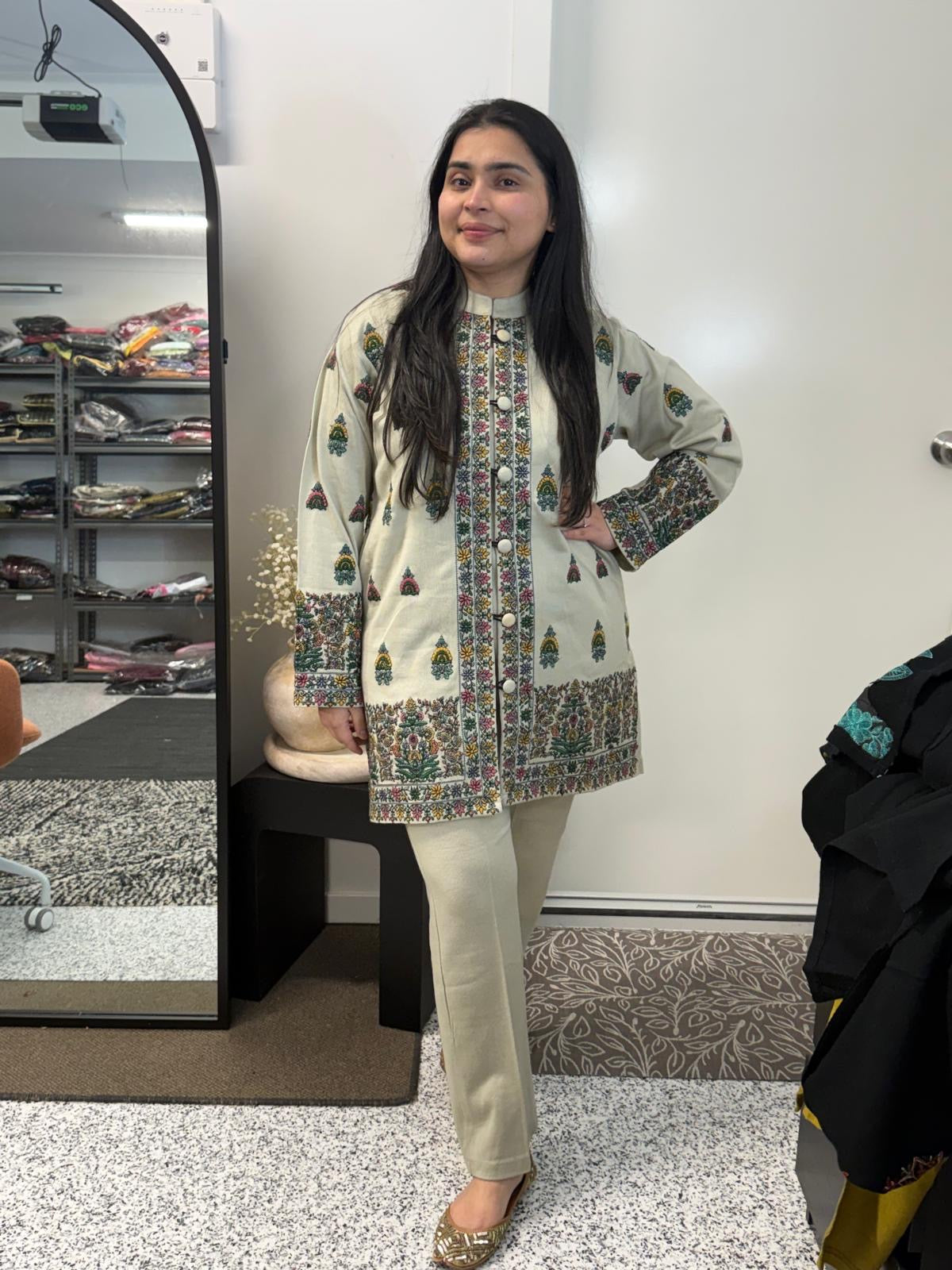 Kashmiri Jacket Style Coord (Ivory)